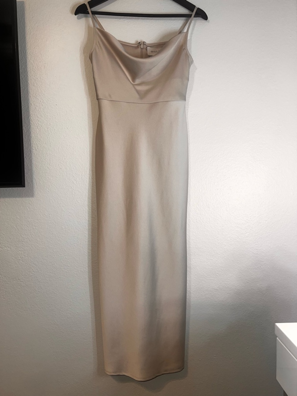 BHLDN Cream Cowl Neck Maxi Slip Dress